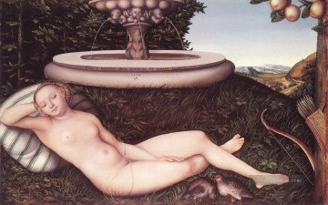 die Nymphe des Brunnens Lucas Cranach der Ältere Nacktheit Ölgemälde